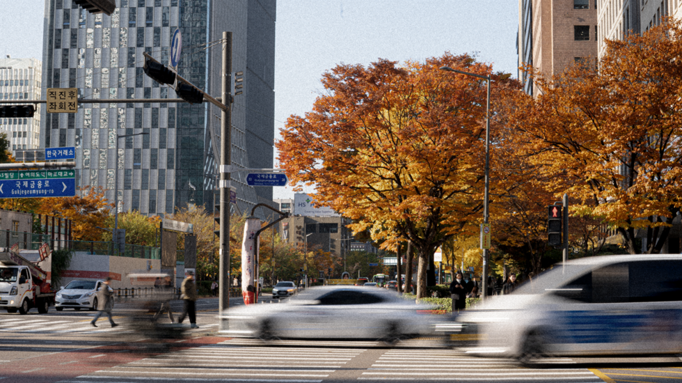 가을 정취가 물씬 느껴지는 토토 카지노빌딩 앞 사거리.